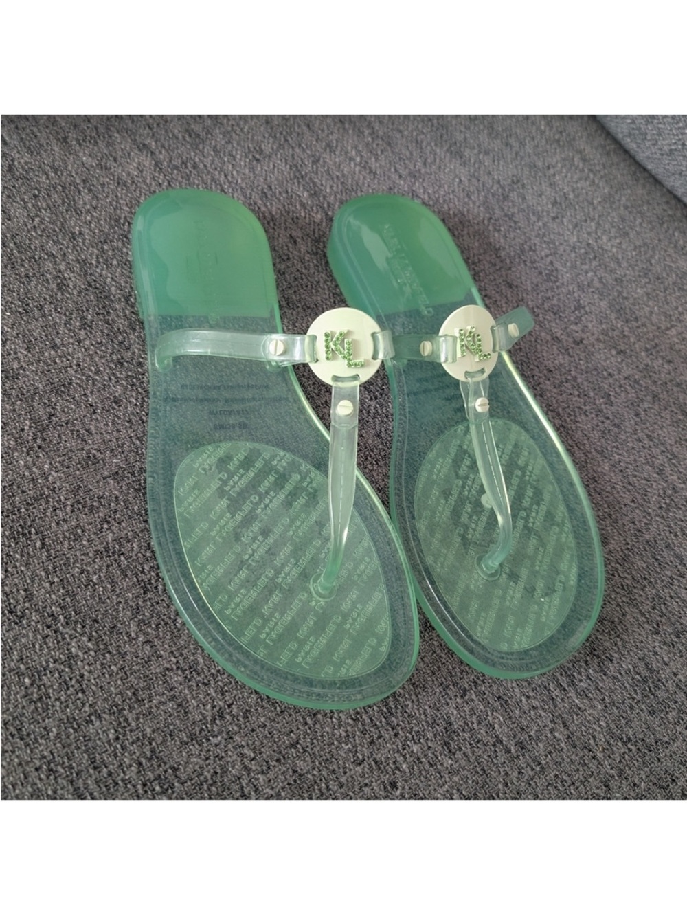 Karl Lagerfeld Translucent Mint Green Jelly Thong Sandals